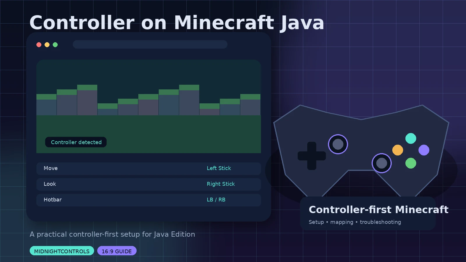 Professional controller setup visual for Midnight Controls Mod