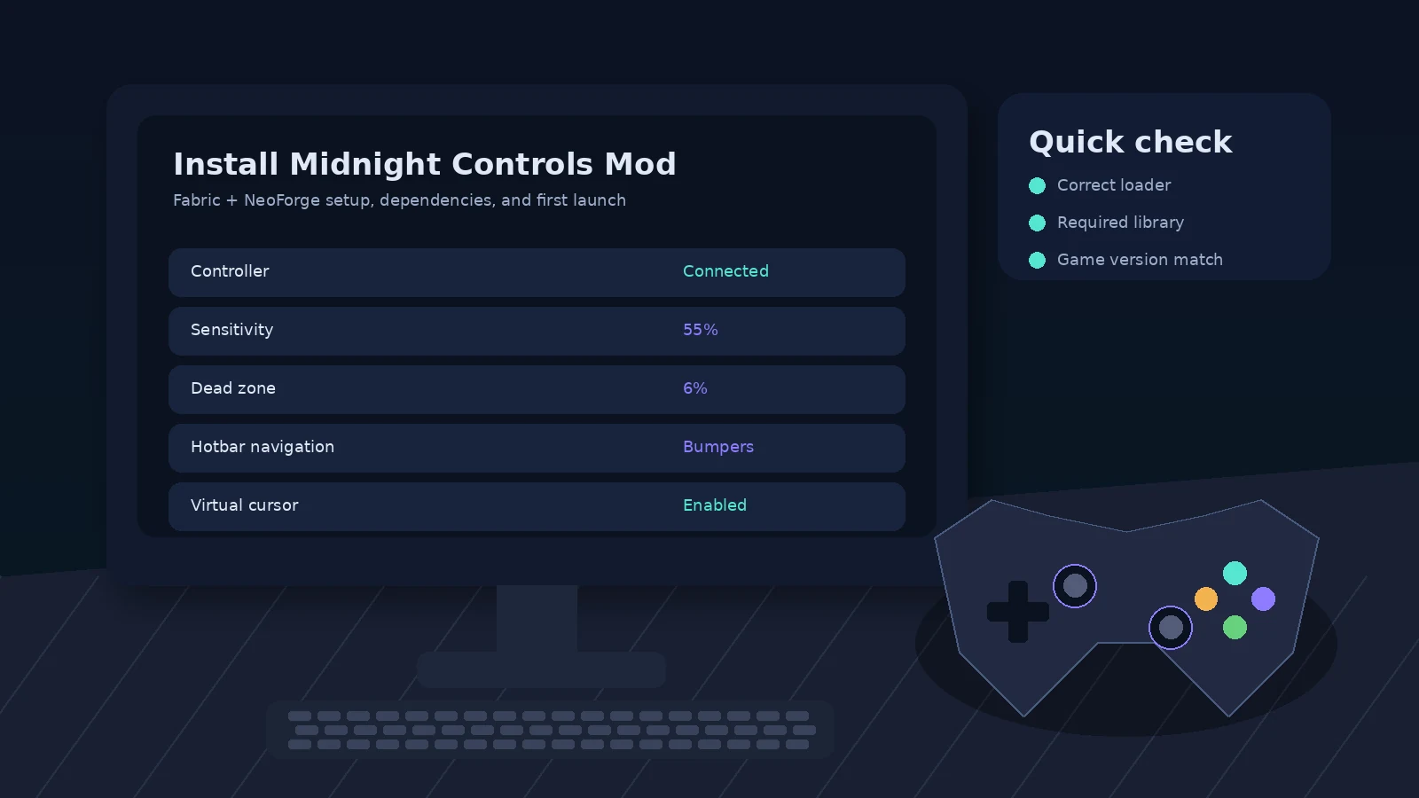 Install Midnight Controls Mod settings and controller guide